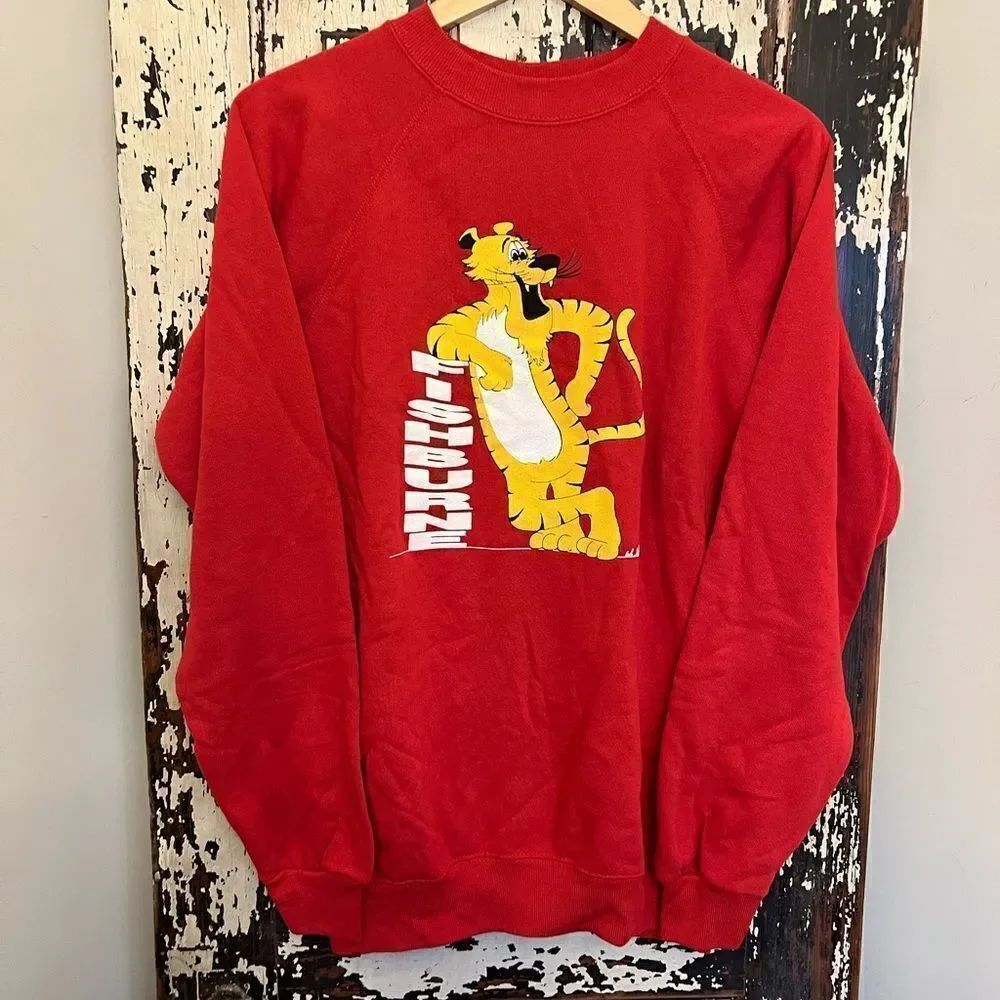 Vintage Fishburne Tiger unisex red sweatshirt. Size L.